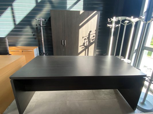 DESTOCKAGE - Bureau - Bureau de direction 200 x 100 cm avec armoire haute ht 200 cm 4 portes et VDF, finition wengé