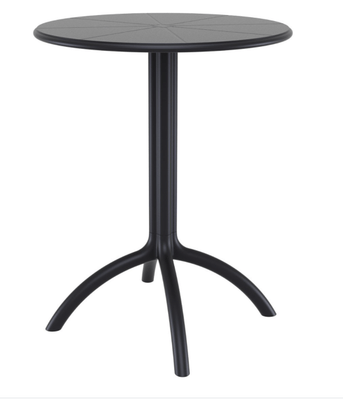 POLYPROPYLENE - TABLES  - PORTO-Table en résine, cadre métallique  -diam 60cm -Finition: plateau noir/piètement noir