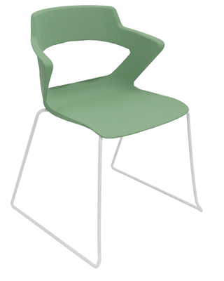 FAUTEUILS/POUFS - Piétement Luge - SWEETY Chaise pied luge H46cm. coque polypropylène coloris SAUGE. piétement Blanc