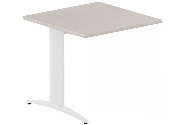 TABLES DE FORMATION - Composables piétement "i" - Module composable pied i, L.80xP.80cm, suivant, plateau acacia, structure blanc, plateau acacia, structure blanc