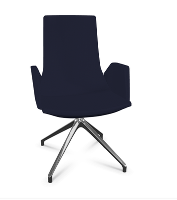 DIRECTION - Visiteurs - KI fauteuil de conférence haut dossier. piétement 4 branches en aluminium poli