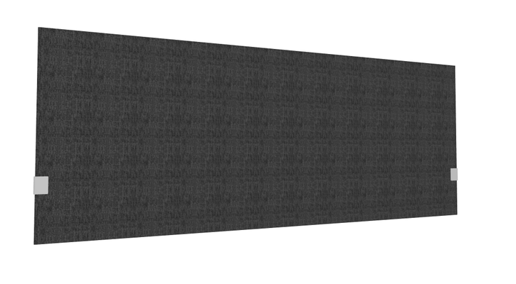 PANNEAUX ECRANS POUR BUREAU DROIT SOLO - Pour bureaux largeur 180 cm - SECRET Panneau-écran acoustique H74cm pour poste solo L.180cm. 2 faces tissu BERTA coloris gris noir. pinces de fixation réglables en hauteur coloris aluminium