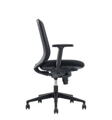 OPERATIVE - Dossier résille - SOLO fauteuil opérative synchrone, dossier résille coloris noir avec renfort lombaire réglable en hauteur, tissu BONDAI coloris noir, accotoirs réglables en hauteur, structure nylon noir