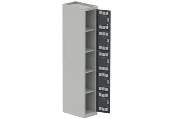 VESTIAIRES MULTICASES - 1 Colonne - Vestiaire multicases, 1 colonne L.30cm/5 cases, coffre gris clair/portes anthracite