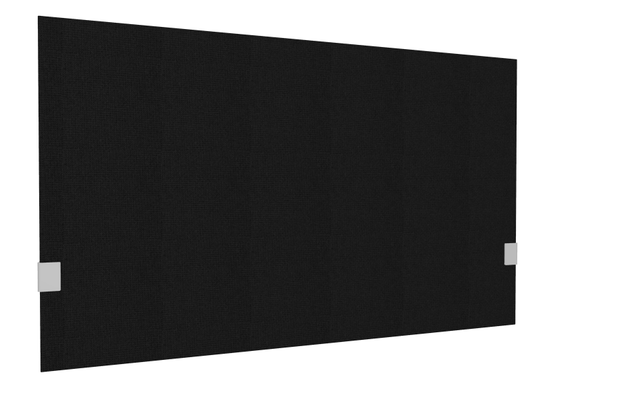 PANNEAUX ECRANS POUR BUREAU DROIT SOLO - Pour bureaux largeur 120 cm - SECRET Panneau-écran acoustique H74cm pour poste solo L.120cm. 2 faces tissu STEP coloris noir. pinces de fixation réglables en hauteur coloris aluminium