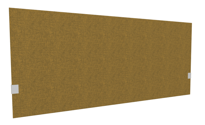 PANNEAUX ECRANS POUR BUREAU DROIT SOLO - Pour bureaux largeur 160 cm - SECRET Panneau-écran acoustique H74cm pour poste solo L.160cm. 2 faces tissu STEP coloris jaune clair chiné. pinces de fixation réglables en hauteur coloris aluminium