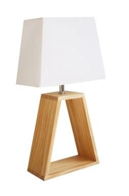 LUMINAIRES - Lampes - ISIS Lampe à poser avec abat-jour en tissu blanc et piètement en hêtre - lampe LED de 11W - 39cm.