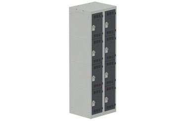 VESTIAIRES MULTICASES - 2 Colonnes - Vestiaire multicases, 2 colonnes L.60cm/8 cases, coffre gris clair/portes anthracite