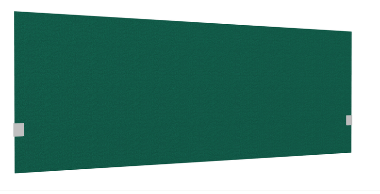PANNEAUX ECRANS POUR BUREAU DROIT SOLO - Pour bureaux largeur 180 cm - SECRET Panneau-écran acoustique H74cm pour poste solo L.180cm. 2 faces tissu SYNERGY coloris vert foncé. pinces de fixation réglables en hauteur coloris aluminium