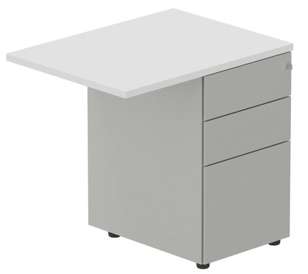 Gamme K1 - Extensions - Plans droits - Retour sur caisson métal, 100x60cm, Blanc/Aluminium