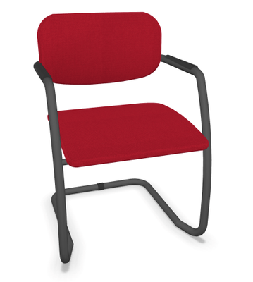 VISITEURS ET FONCTIONNELS - Luge - DIVA fauteuil dos tissu. piétement luge laqué noir assise et dossier tissu STEP coloris rouge