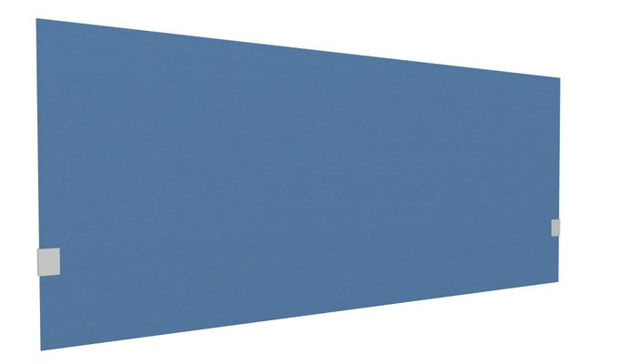 PANNEAUX ECRANS POUR BUREAU DROIT SOLO - Pour bureaux largeur 160 cm - SECRET Panneau-écran acoustique H74cm pour poste solo L.160cm. 2 faces tissu SYNERGY coloris bleu. pinces de fixation réglables en hauteur coloris aluminium