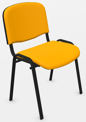 VISITEURS ET FONCTIONNELS - 4 Pieds - Joker + - Chaise piétement 4 pieds laqué noir (Noir).Assise et dossier tissu Vinyle V1 Jaune (VNF)
