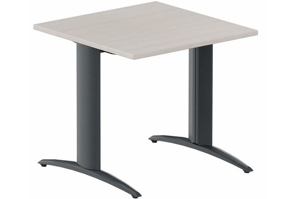 TABLES DE FORMATION - Composables piétement "i" - Module composable pied i, L.80xP.80cm, départ, plateau acacia, structure anthracite, plateau acacia, structure anthracite