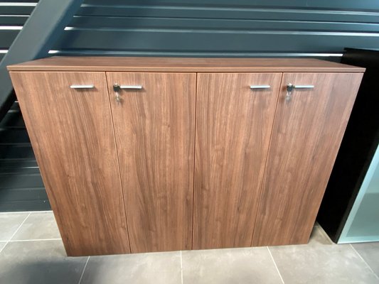 DESTOCKAGE - Rangements - Ensemble de 2 armoires noyer, portes battantes 160 x 118 cm