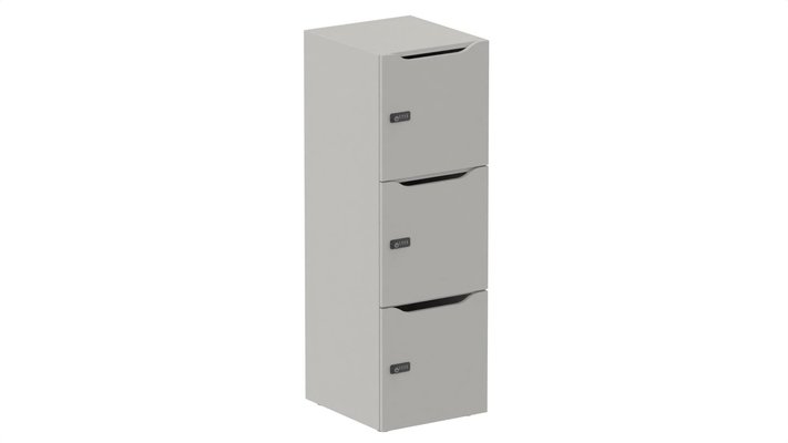 CASIERS - 3 cases - Meuble à cases H.137xL.45xP.50cm - 3 cases H43cm. portes avec découpe en partie haute. serrure à code