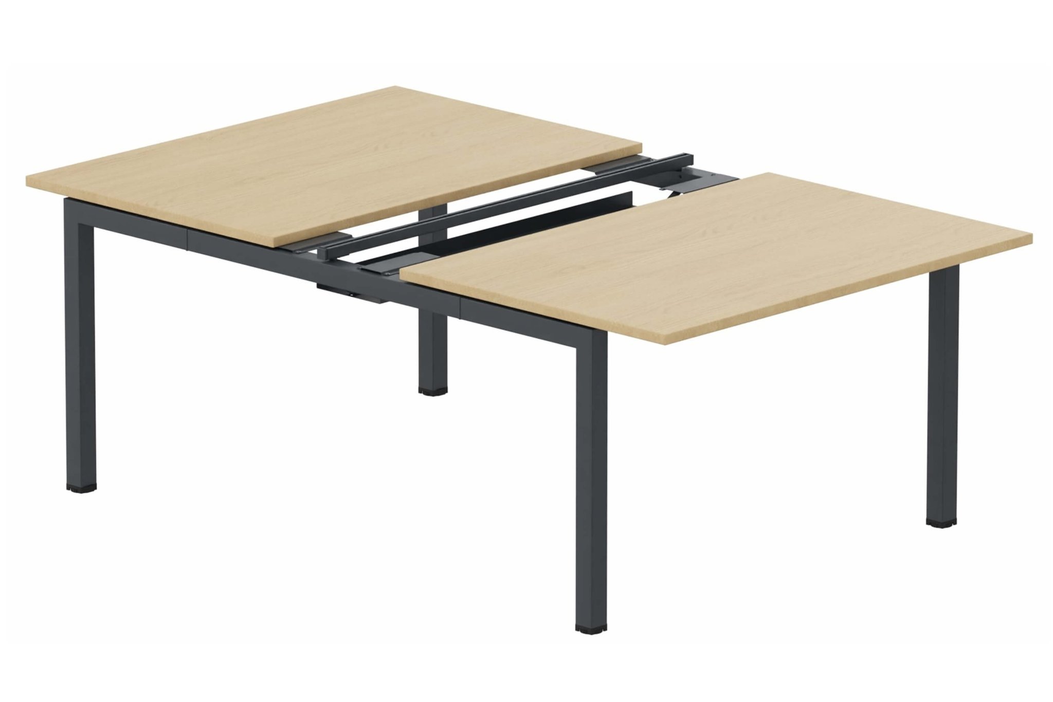 K3 - Bench départ 2 Plateaux coulissants 180x80 (encombrement P165xL180cm) -Finitions : PLATEAUX: CHENE (CE) / PIETEMENTS: NOIR GRAINE MAT (NG)