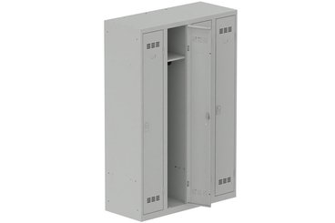 [Pas de famille] - [Pas de sous famille] - Vestiaire industrie propre 4 portes (serrure 2 clés) H180xL120xP50cm coffre gris clair/ porte(s) gris clair