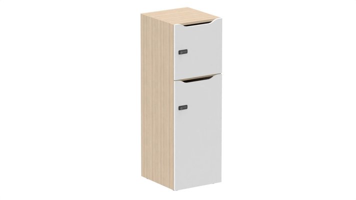 CASIERS - 2 cases - Meuble à cases H.137xL.45xP.50cm - 2 cases : 1 x H86cm (en bas) + 1 x H43cm. portes avec découpe en partie haute. serrure à code