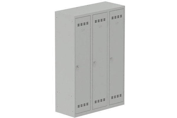 [Pas de famille] - [Pas de sous famille] - Vestiaire industrie salissante 3 portes (fermeture cadenas) H180xL120xP50cm coffre gris clair/ porte(s) gris clair