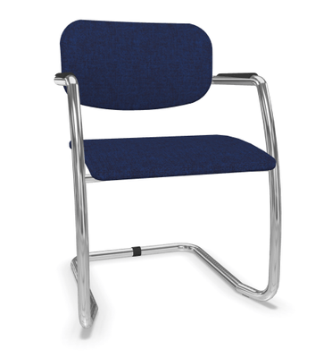 VISITEURS ET FONCTIONNELS - Luge - DIVA fauteuil dos tissu. piétement luge chromé. assise et dossier tissu STEP coloris bleu foncé chiné