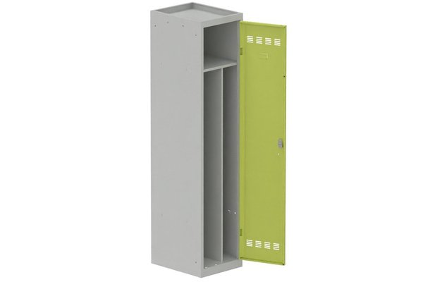 [Pas de famille] - [Pas de sous famille] - Vestiaire industrie salissante 1 porte (serrure 2 clés) H180xL40xP50cm coffre gris clair/ porte(s) anis