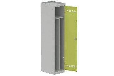 [Pas de famille] - [Pas de sous famille] - Vestiaire industrie salissante 1 porte (serrure 2 clés) H180xL40xP50cm coffre gris clair/ porte(s) anis