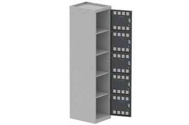 VESTIAIRES MULTICASES - 1 Colonne - Vestiaire multicases, 1 colonne L.40cm/5 cases, coffre gris clair/portes anthracite