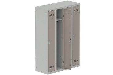 [Pas de famille] - [Pas de sous famille] - Vestiaire industrie propre 4 portes (serrure 2 clés) H180xL120xP50cm coffre gris clair/ porte(s) basalte