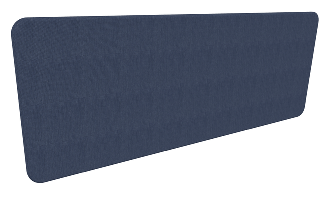 PANNEAUX ECRANS POUR BUREAU DROIT SOLO - Pour bureaux largeur 160 cm - Panneau-écran frontal super acoustique pour poste seul Longueur 160cm. Hauteur 59.5 / 53cm Pinces Blanches Tissu Berta Bleu foncé