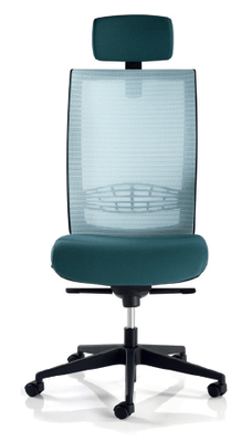 OPERATIVE - Dossier résille - Siège de travail DINK MESH mécanisme synchrone avec assise coulissante tissu noir, Soutien lombaire réglable, assise coulissante et têtière réglable. resille finition gris