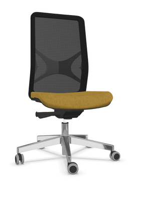 [Pas de famille] - [Pas de sous famille] - Siège EOLE synchrone soutien lombaire RH-Assise réglable en profondeur-Pied ALU POLI, cadre polypro du dossier et résille Noi
