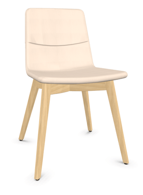 FAUTEUILS/POUFS - 4 pieds bois - MELODY chaise 4 pieds bois frêne naturel, Revêtement tissu intérieure RNN coloris IVOIRE- Revêtement tissu extérieure RNN coloris IVOIRE.