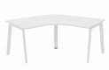 Plan compact 120° symétrique 120 x 120 / 80 cm, structure pied d'angle, plateau blanc, structure blanc