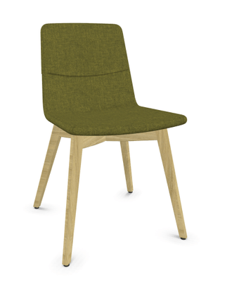 VISITEURS ET FONCTIONNELS - 4 Pieds - MELODY chaise 4 pieds bois. face intérieure tissu STEP mélange vert chiné face extérieure tissu step mélange coloris vert chiné piétement frêne naturel