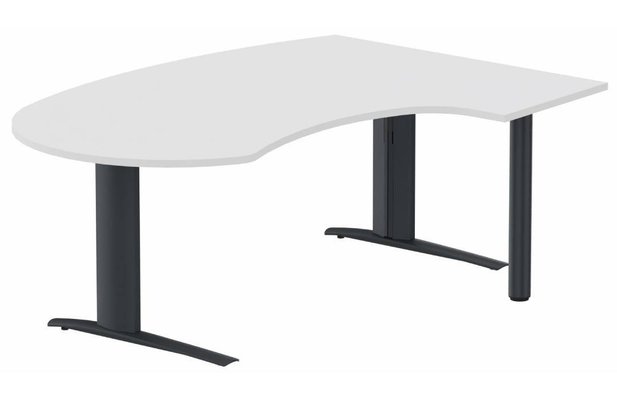 Gamme K1 - Plans compacts - K1 POUTRE compact 90° manager 190x141x104x60cm sur pied de soutien, plateau blanc, structure anthracite