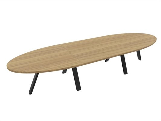 [Pas de famille] - [Pas de sous famille] - TABLE OBLONGUE 3 PLATEAUX 410X120CM SUR STRUCTURE X3 MEETING. Plateau Noyer et pietement Noir.