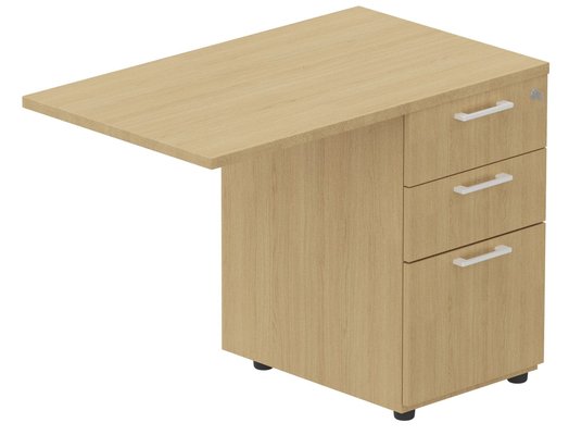 Gamme K1 - Extensions - Plans droits - K1- Retour direct 120x60 sur caisson bois HB 3 tiroirs -