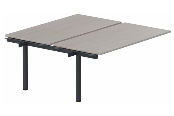 Postes Bench (poste doubles) - SERIE K3 - K3 Bench suivant 2 plateaux fixes 160x80cm encombrement 160x165cm, plateau acacia, structure anthracite
