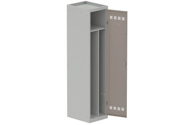[Pas de famille] - [Pas de sous famille] - Vestiaire industrie salissante 1 porte (serrure 2 clés) H180xL40xP50cm coffre gris clair/ porte(s) basalte