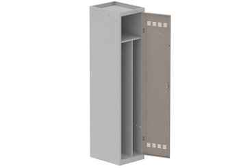 [Pas de famille] - [Pas de sous famille] - Vestiaire industrie salissante 1 porte (serrure 2 clés) H180xL40xP50cm coffre gris clair/ porte(s) basalte