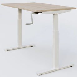 [Pas de famille] - [Pas de sous famille] - K_Pro 1 Poste solo RH 70-116 cm . Plateau 200*80 épaisseur 25mm, plateau acacia, pieds blancs