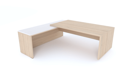 Gamme X5 - Tables de Bureau avec retour - X5- Plan Manager 180x90cm avec retour mur débordant top verre (encombrement 210x200cm)