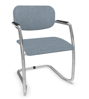 VISITEURS ET FONCTIONNELS - Luge - DIVA fauteuil dos tissu. piétement luge chromé. assise et dossier tissu STEP coloris bleu gris chiné