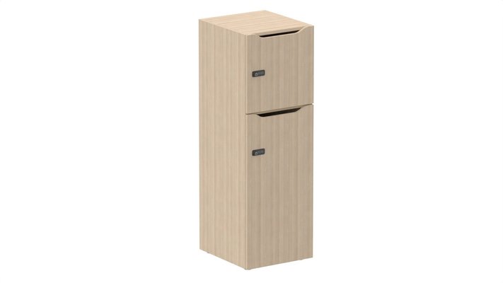 CASIERS - 2 cases - Meuble à cases H.137xL.45xP.50cm - 2 cases : 1 x H86cm (en bas) + 1 x H43cm-  portes avec découpe en partie haute. serrure à code