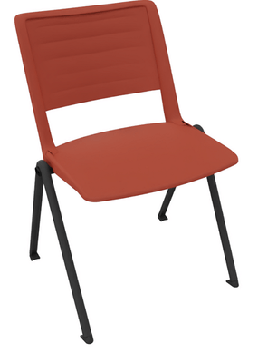 FAUTEUILS/POUFS - 4 pieds - LEO Chaise 4 pieds. assise et dossier en polypropylène coloris rouge. piétement époxy coloris aluminium