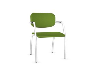 VISITEURS ET FONCTIONNELS - 4 Pieds - Diva - Chaise piétement 4 pieds chrome (CH).Assise et dossier tissu Bondai Vert (7048)
