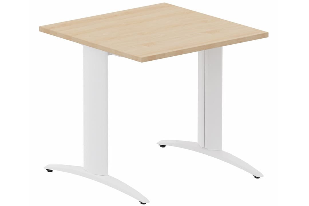 Module composable pied i, L.80xP.80cm, départ, plateau hêtre, structure blanc, plateau hêtre, structure blanc