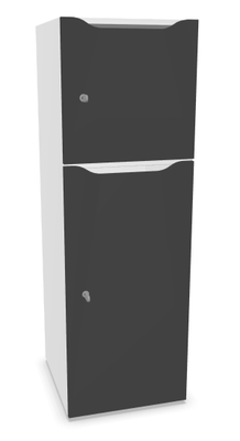 CASIERS - 2 cases - Meuble à cases H.137xL.45xP.50cm - 2 cases : 1 x H86cm (en bas) + 1 x H43cm. portes avec découpe en partie haute. serrure à clé