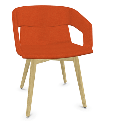 FAUTEUILS/POUFS - 4 pieds bois - MELODY fauteuil 4 pieds bois. face intérieure tissu STEP coloris orange face extérieure tissu STEP coloris orange piétement frêne brun